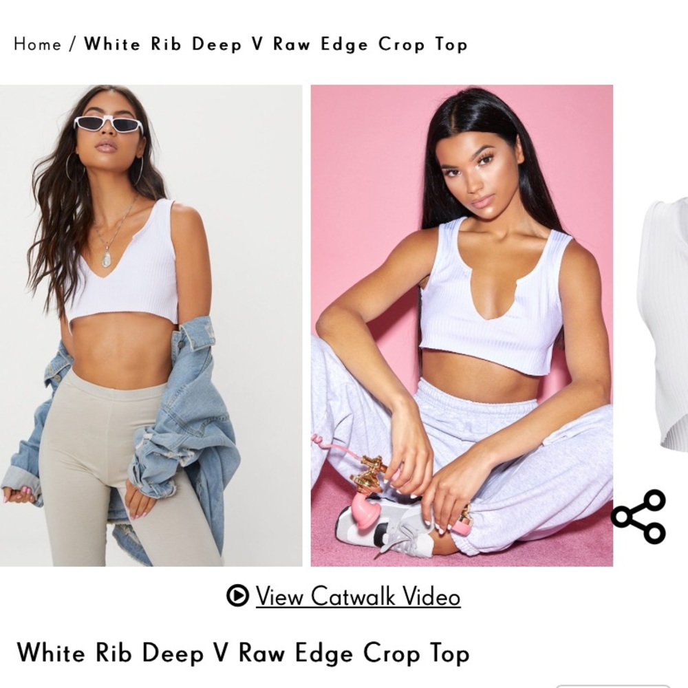 PRETTYLITTLETHING White Rib Crop - Picture 2 of 2
